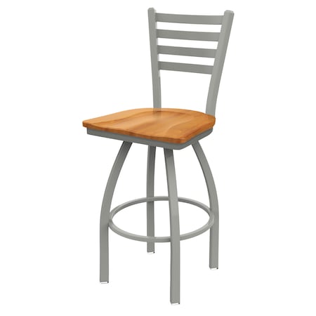 Holland Bar Stool Co 30" Swivel Bar Stool, Nickel Finish, Med Maple Seat 41030ANMedMpl